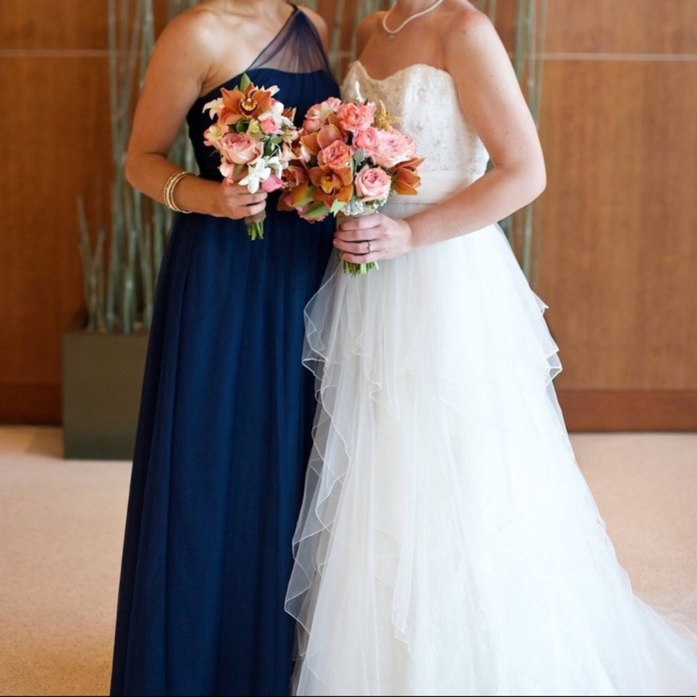 Alfred Angelo One Shoulder Bridesmaid Dress-  Navy